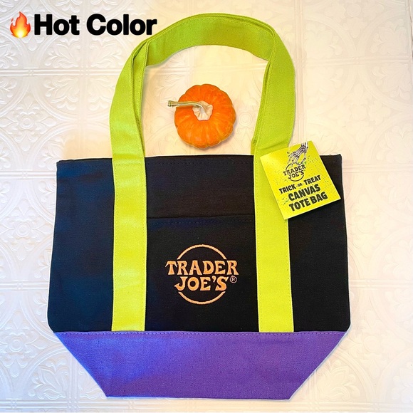 Trader Joe's Halloween Mini Totes Set of 4 - Black, Purple,Orange,Multicolor - Picture 2 of 7